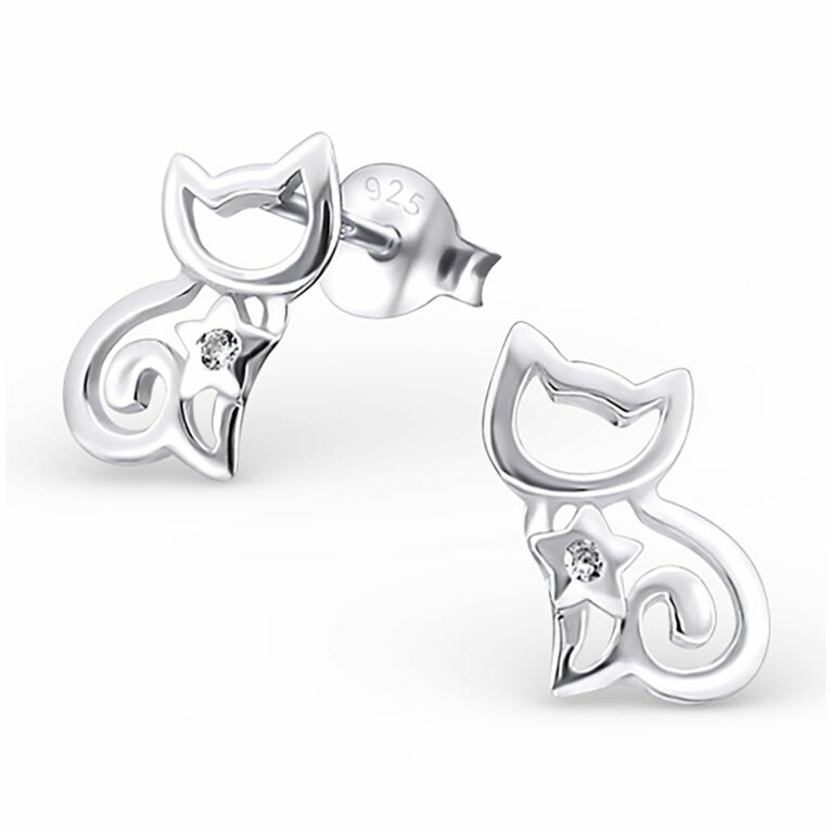 Katzen Ohrringe aus 925 Silber IN UNSEREM Hundeshop günstig kaufen