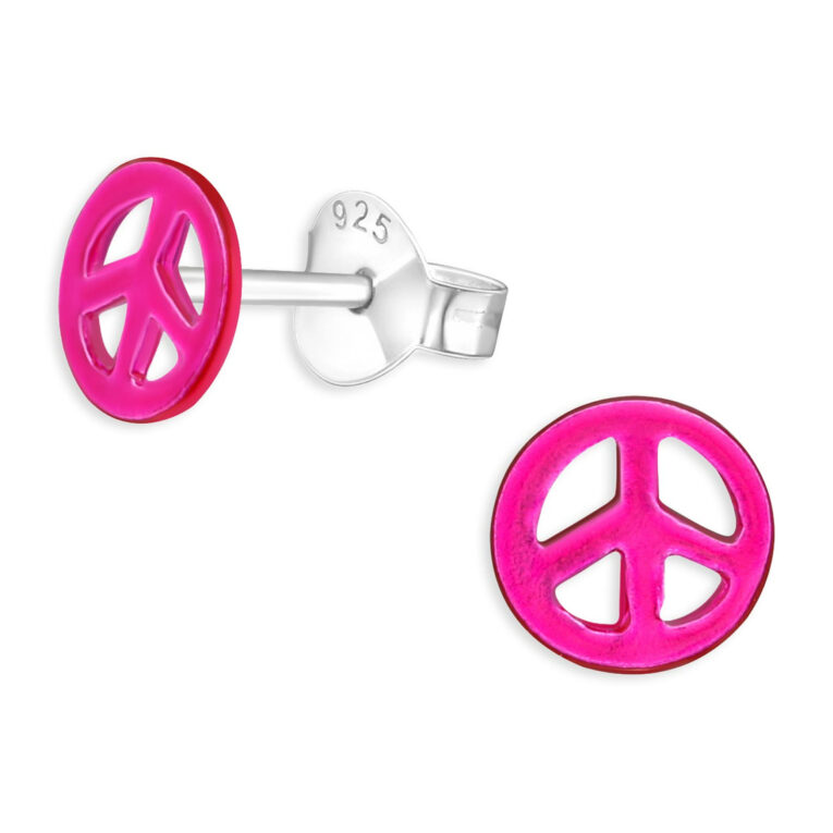 Peace Zeichen Kinder Ohrringe aus 925 Silber IN UNSEREM Hundeshop günstig kaufen