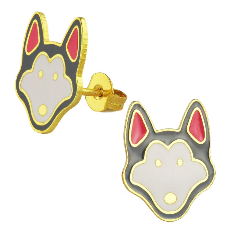 Siberian Husky Ohrringe vergoldet IN UNSEREM Hundeshop günstig kaufen