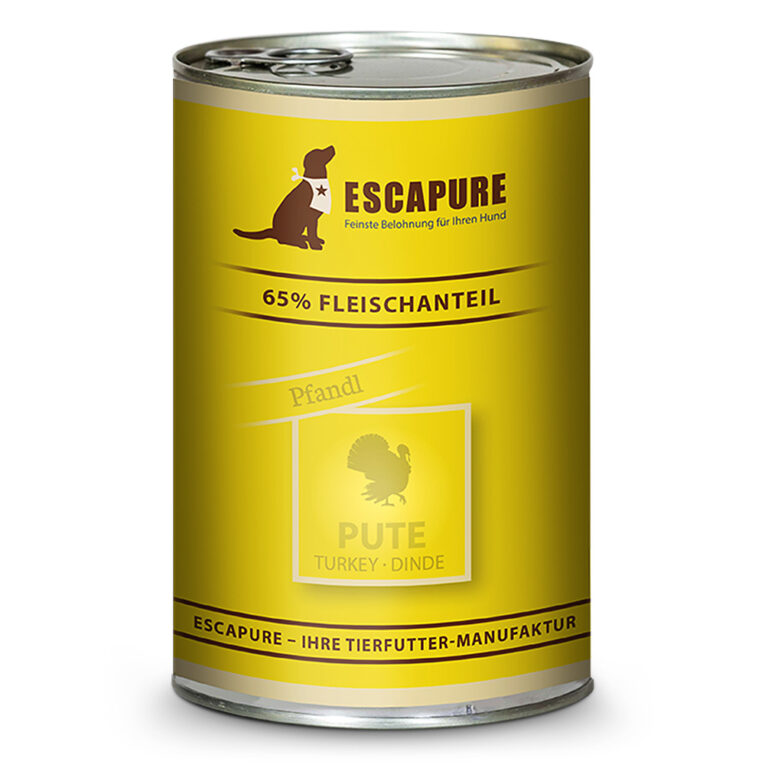 Escapure - Nassfutter - Puten Pfandl (getreidefrei) Eine ausgewogene Ernährung für den Hund zu finden ist oftmals nicht einfach. Die Zusammensetzung sollte optimal auf die Ernährungsbedürfnisse des Hundes ausgelegt sein und alle wichtigen Nährstoffe