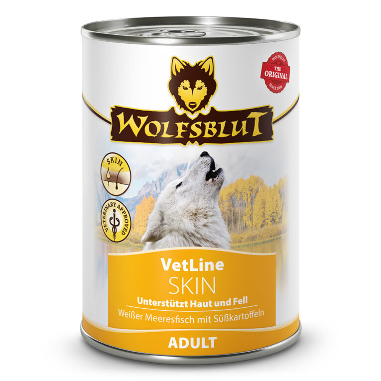 Wolfsblut VetLine Skin Unterstützt bei Haut- und Fellproblemen Wolfsblut VetLine Skin ist ein Diät-Alleinfuttermittel für ausgewachsene Hunde zur Unterstützung der Hautfunktion bei Dermatose und übermäßigem Haarausfall und zur Minderung von Ausgangserzeugnis- und Nährstoffintoleranzerscheinungen in Verbindung mit chronischem Juckreiz