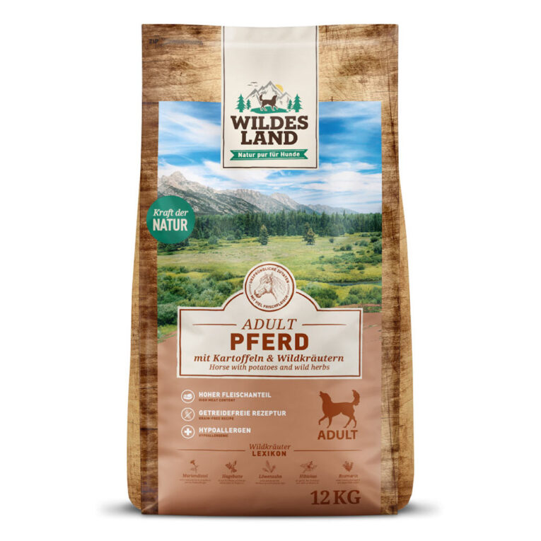 Trockenfutter Pferd mit Kartoffeln und Wildkräutern 30 kg aus der Linie Classic Adult Alleinfuttermittel für ausgewachsene Hunde Für ein gesundes