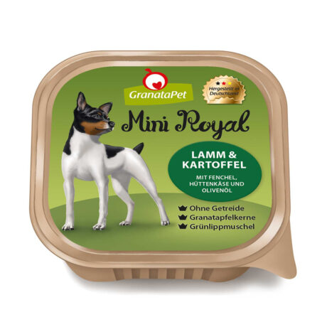 GranataPet | Lamm & Kartoffel mit Fenchel, Hüttenkäse und Olivenöl | Mini Royal | 11 x 150 g
