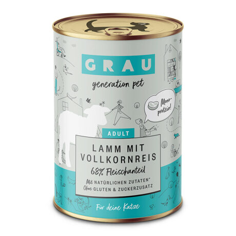 grau | Lamm & Reis für Katzen | 12 x 400 g