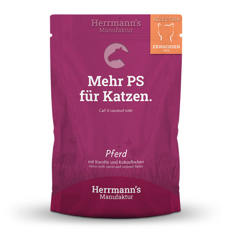 Herrmann's Selection Adult Pferd mit Karotte und Kokosflocken oder "Mehr PS für Katzen" Was ist drin? 93