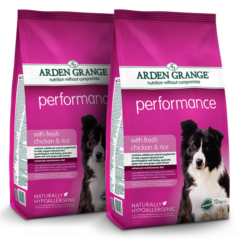 Arden Grange Performance mit frischem Huhn & Reis Arden Grange hat das Futter Performance für Hunde mit erhöhtem Arbeitsniveau entwickelt. Die Rezeptur dieses Futters profitiert von einem höheren Anteil an Hühneröl als Hauptfettquelle im Vergleich zu den Basic Sorten. Dadurch kann nicht nur ein optimaler Zustand von Haut und Fell gefördert werden