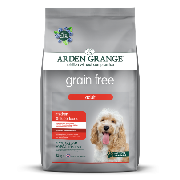 Arden Grange Grain free Adult Huhn & Superfoods 12 kg Arden Grange Grain Free Adult Huhn & Superfoods ist ein Premium-Alleinfuttermittel für normal aktive erwachsene Hunde. Es enthält einen hohen Anteil an frischem Huhn