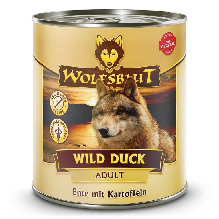 Wild Duck Nassfutter Ente mit Kartoffeln Die Rezeptur von WILD DUCK Nassfutter verbindet die Nahrung des Wolfs mit den neuesten wissenschaftlichen Erkenntnissen über richtige Hundeernährung. Auf einen Blick: Hundeernährung nach dem Vorbild des Wolfes Rezeptur mit natürlichen Inhaltsstoffen Frische und gut bekömmliche Ente als Hauptbestandteil Ente enthält wertvolle B-Vitamine