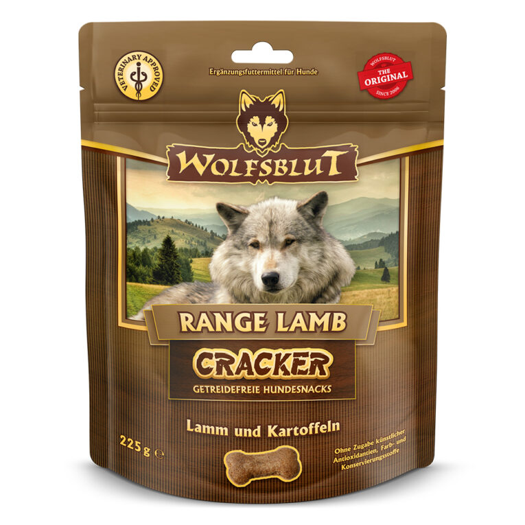 Wolfsblut Range Lamb Cracker Die zucker- und getreidefreien Range Lamb Cracker sind eine ideale Ergänzung zu dem Futter von Wolfsblut und bieten Ihnen die Möglichkeit Ihren Hund gesund zu belohnen und auch unterwegs einen kleinen Snack anzubieten. Die Wolfsblut Hundekekse Range Lamb Cracker enthalten nur das Beste: Ein hoher Anteil an feinem Lammfleisch aus artgerechter Tierhaltung