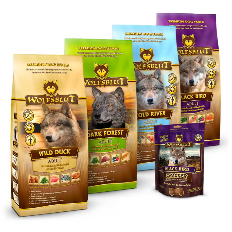 Getreidefreie Rezeptur Mit wertvollen Superfoods Mit viel Fleisch Nur natürliche Inhaltsstoffe Mixpaket Trockenfutter groß Entdecken Sie jetzt die leckeren Hundefutter von Wolfsblut. Das Trockenfutter Mixpaket ist perfekt zum Probieren und um die Marke Wolfsblut kennen zu lernen. Es enthält vier verschiedene Trockenfutter