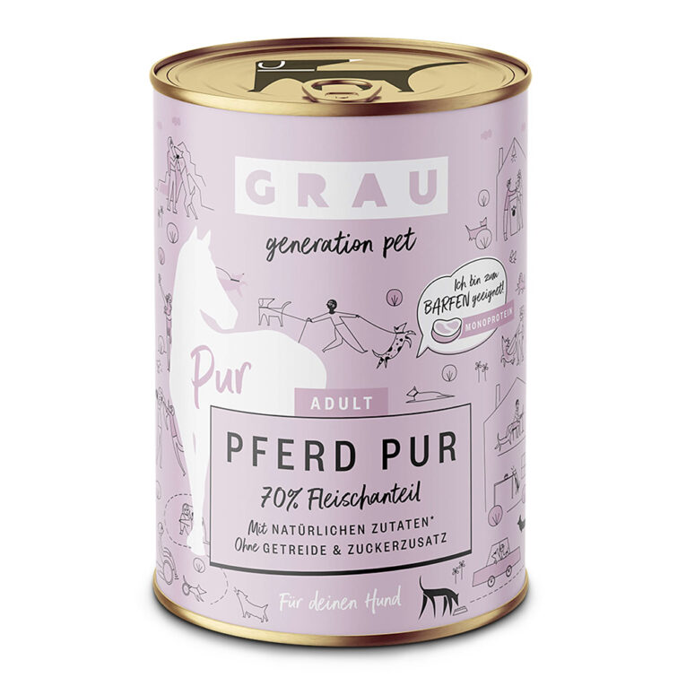 grau Pferd pur Pferdefleisch gilt als hypoallergen und ist daher ideal für alle sensiblen Hundebäuche