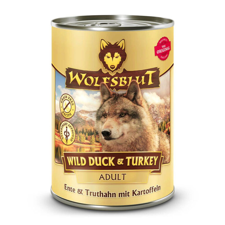 Wild Duck & Turkey Adult Das Nassfutter mit Truthahn & Ente besteht aus einzelnen Futterbestandteile die zusammen mit Tierärzten entwickelt wurden