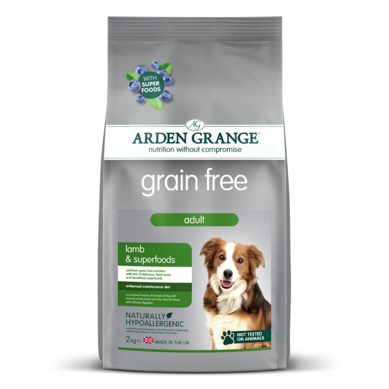 Arden Grange Grain free Adult Lamm & Superfood Arden Grange Grain Free Adult Lamm & Superfoods ist ein Premium-Alleinfuttermittel für normal aktive erwachsene Hunde. Es enthält Lamm als primäre Proteinquelle und Süßkartoffel als Hauptquelle für Kohlenhydrate