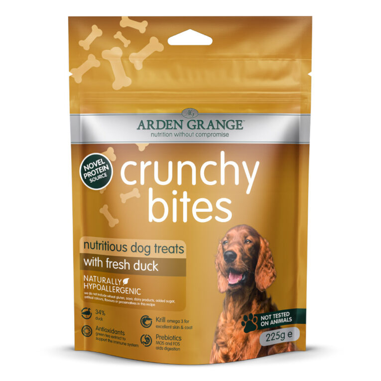 Arden Grange Crunchy Bites mit frischer Ente Dies ist ein Ergänzungsfuttermittel für Hunde und Welpen ab 8 Wochen