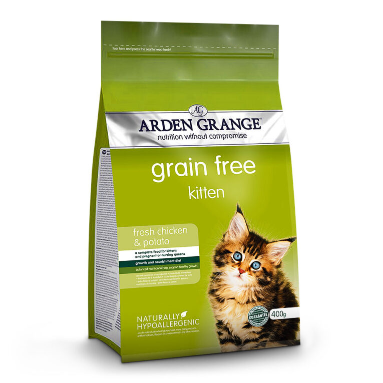 Arden Grange Kitten mit frischem Huhn & Kartoffeln getreidefrei Dieses getreidefreie Alleinfuttermittel eignet sich perfekt für von Kätzchen bis zum Alter von 12 Monaten. Die kaloriendichte Krokette liefert alle Nährstoffe