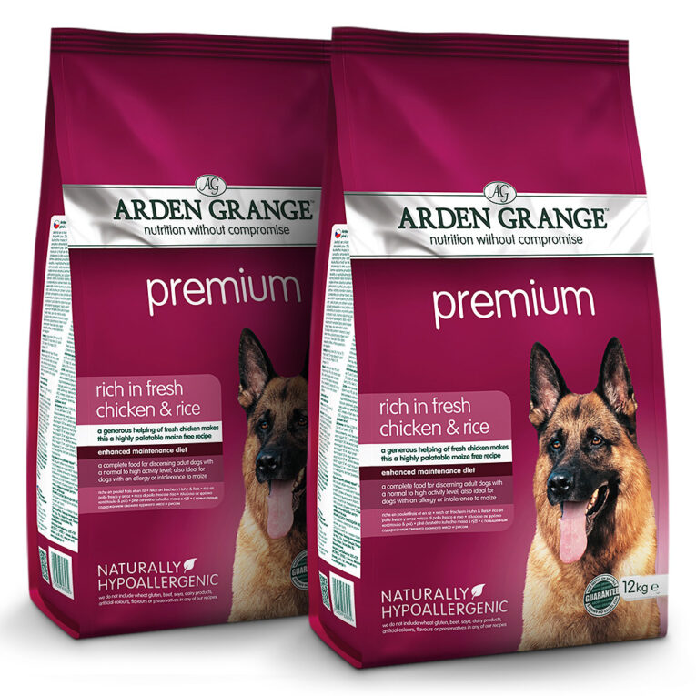 Arden Grange Premium Reich an frischem Huhn & Reis Arden Grange Premium reich an frischem Huhn und Reis ist ein hochqualitatives Alleinfuttermittel für ausgewachsene Hunde. Der hohe Anteil an frischem Huhn macht dieses Futter besonders schmackhaft und bekömmlich
