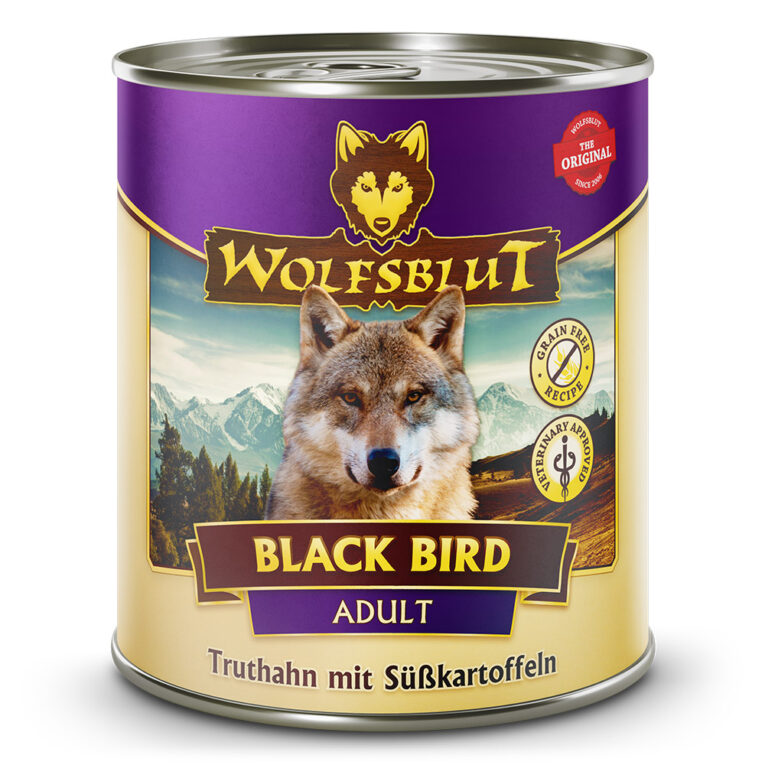 Black Bird Nassfutter Truthahn mit Süßkartoffeln Die Rezeptur von BLACK BIRD Nassfutter verbindet die Nahrung des Wolfs mit den neuesten wissenschaftlichen Erkenntnissen über richtige Hundeernährung. Auf einen Blick: Hundeernährung nach dem Vorbild des Wolfes Rezeptur mit natürlichen Inhaltsstoffen Frischer und gut bekömmlicher Truthahn als Hauptbestandteil Truthahn ist eiweißreich