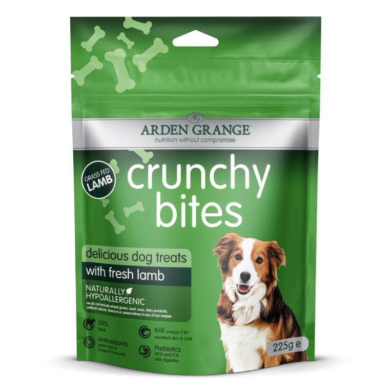 Arden Grange Crunchy Bites mit frischem Lamm Die Tasty Crunchy Bites von Arden Grange sind die perfekte Belohnung im Training oder einfach für Zwischendurch. Gut drauf und Gutes drin: die Tasty Crunchy Bites stecken voller nahrhafter Zutaten und Geschmack. Alle Rezepturen enthalten gelenkunterstützende Inhaltsstoffe