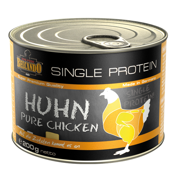 Belcando - Ergänzungsfutter - Single Protein Huhn (getreidefrei) Die Fütterung von bestimmten Proteinen ist oftmals für Hunde mit Futterallergien notwendig. Auch für B.A.R.F. oder als Schmankerl für zwischendurch ist Reinfleisch eine schmackhafte und hochwertige Möglichkeit