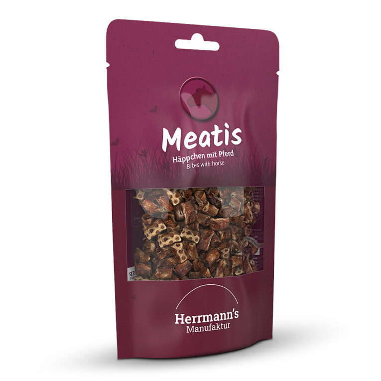 Herrmann's Meatis Häppchen mit Pferd Was ist drin? 84 % Muskelfleisch vom Pferd ist mager und allergenarm