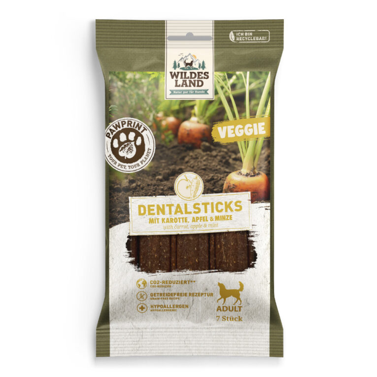Wildes Land PawPrint Veggie Dentalsticks mit Karotte