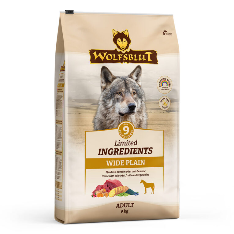 WOLFSBLUT Limited INGREDIENTS WIDE PLAIN ADULT WOLFSBLUT Limited INGREDIENTS Trockenfutter: Begrenzt auf 9 Zutaten für ernährungssensitive Hunde – und auch für alle anderen! Willkommen in der Welt von WOLFSBLUT WIDE PLAIN ADULT Limited INGREDIENTS – dem Trockenfutter