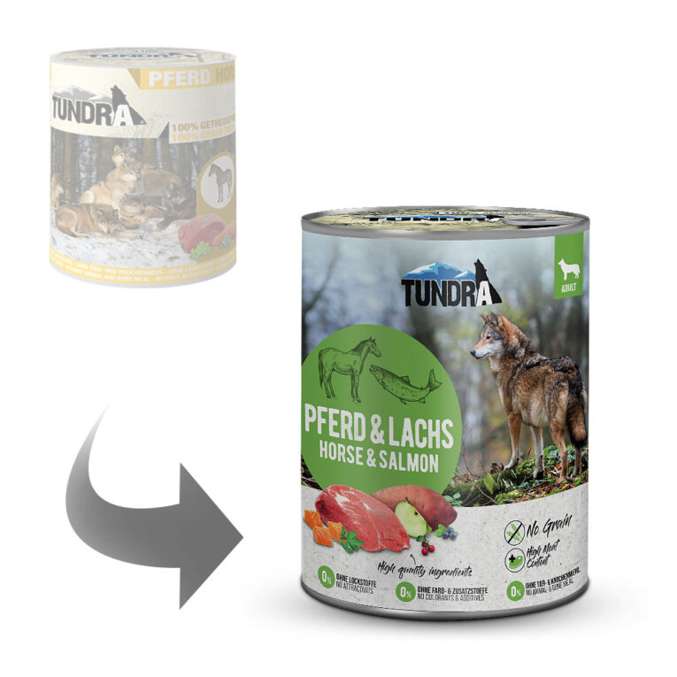 Tundra - Nassfutter - Pferd Dieses Tundra Nassfutter ernährt Ihren Hund besonders naturgetreu. Bei der Rezeptur wurde streng darauf geachtet