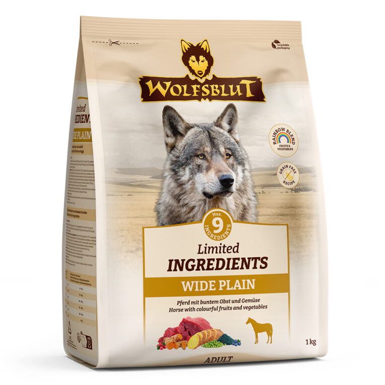 WOLFSBLUT Limited INGREDIENTS WIDE PLAIN ADULT WOLFSBLUT Limited INGREDIENTS Trockenfutter: Begrenzt auf 9 Zutaten für ernährungssensitive Hunde – und auch für alle anderen! Willkommen in der Welt von WOLFSBLUT WIDE PLAIN ADULT Limited INGREDIENTS – dem Trockenfutter