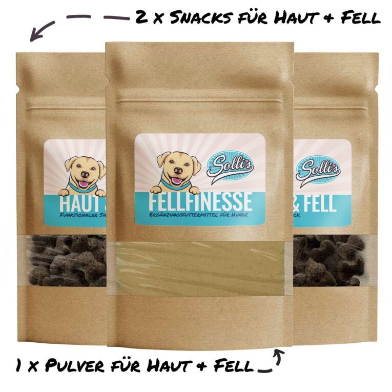 Fellfinesse Bundle | Ergänzungspulver und Snacks für Haut & Fell IN UNSEREM Hundeshop günstig kaufen