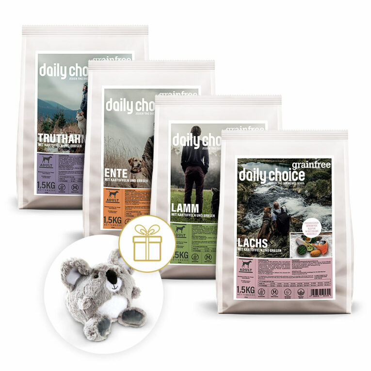 Daily Choice Trockenfutter Probierpaket - getreidefrei Jetzt kannst Du die köstlichen Hundefutteroptionen von daily choice entdecken. Das Probierpaket bietet eine ideale Möglichkeit
