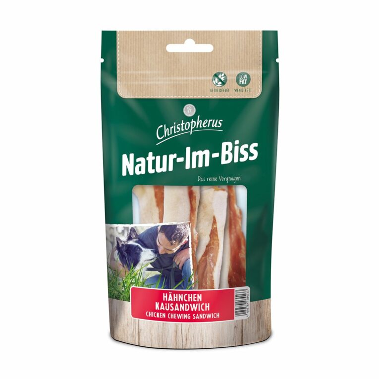 Schmackhafter Hundesnack von Christopherus. Mit magerem Geflügel für ein besonderes Geschmackserlebnis.