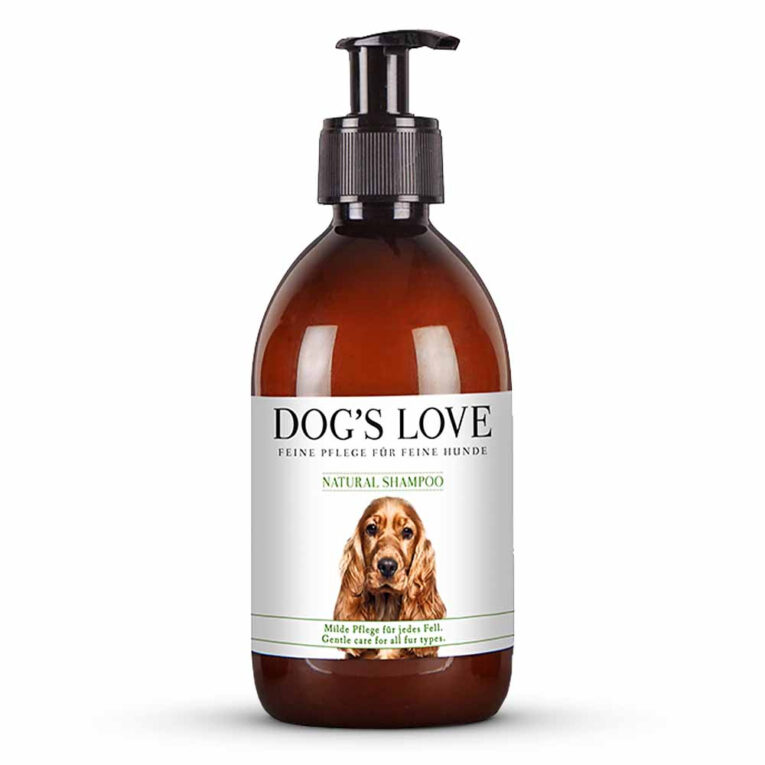Dog's Love - Natural Shampoo Unser natürliches Shampoo erfüllt die hohen Standards der Naturkosmetik. Durch den speziell abgestimmten ph-Wert ist es auch für sensible Hundehaut sowie Welpen älter als 6 Wochen und häufige Fellwäschen geeignet. Leichte Kämmbarkeit nach der Wäsche sorgt für ein optimales Pflegeergebnis. DAS IST DRIN: + pflanzliche Wirkstoffe und reine ätherische Öle + wertvolles