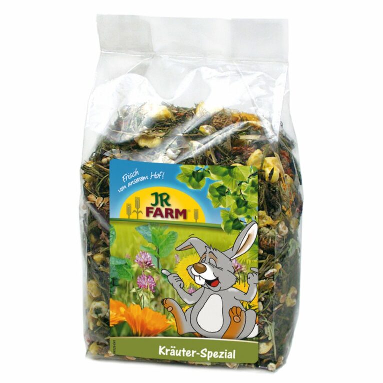JR FARM Kräuter-Spezial ist der rohfaserreiche Snack mit vielen verschiedenen Kräutern für eine artgerechte Nahrungsergänzung im Raufutterbereich.