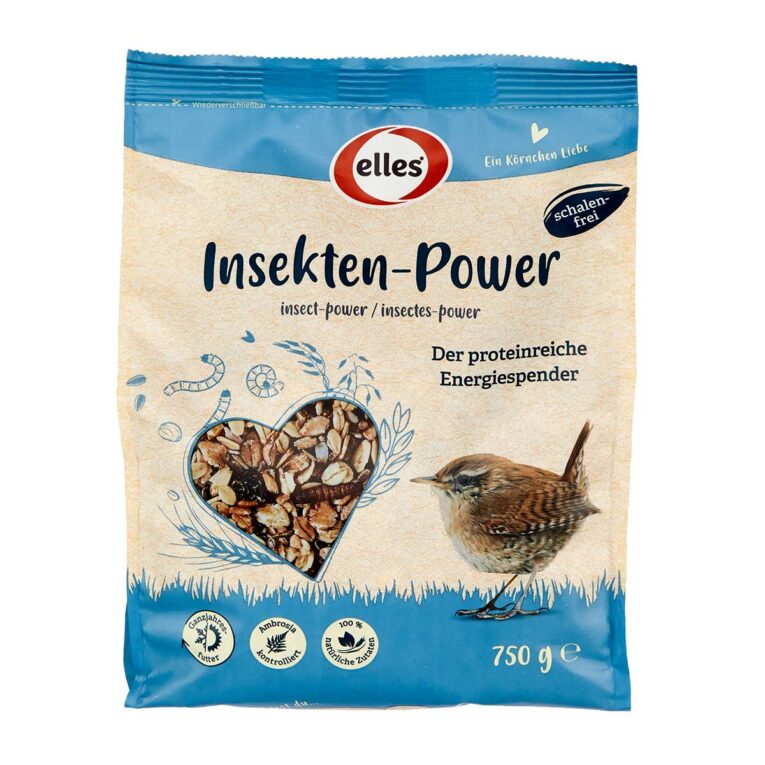 Durch einen hohen Anteil von Insekten und Schalentieren besonders proteinreiches Streufutter für Wildvögel.