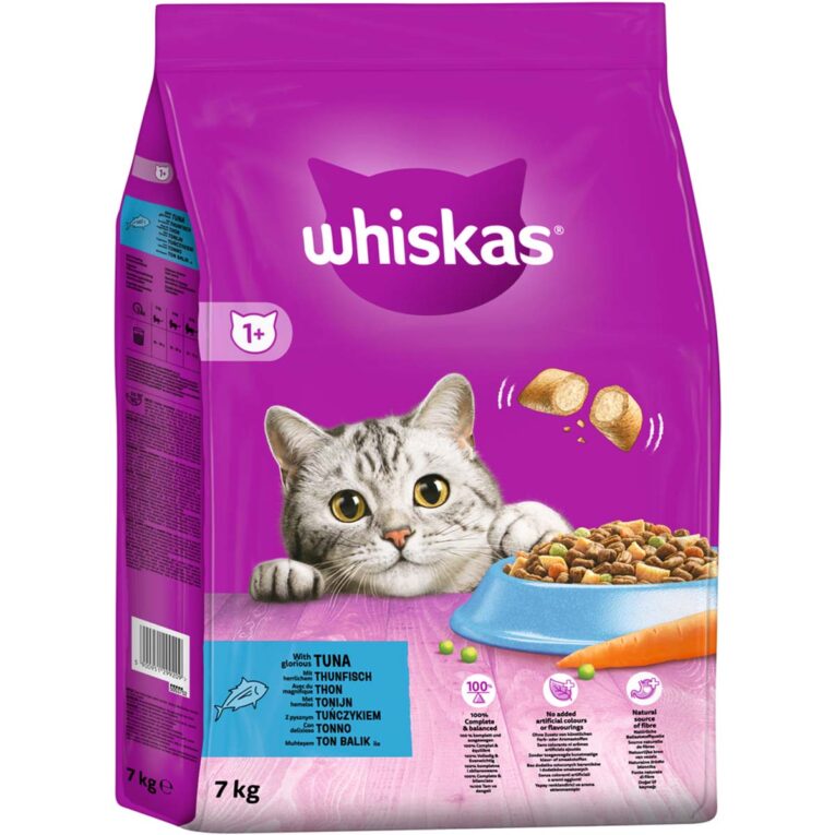 Katzen-Trockenfutter von Whiskas mit Vitaminen. Mit leckerem Fisch für kleine Feinschmecker. Das Futter ist speziell auf die Bedürfnisse von erwachsenen Katzen angepasst.
