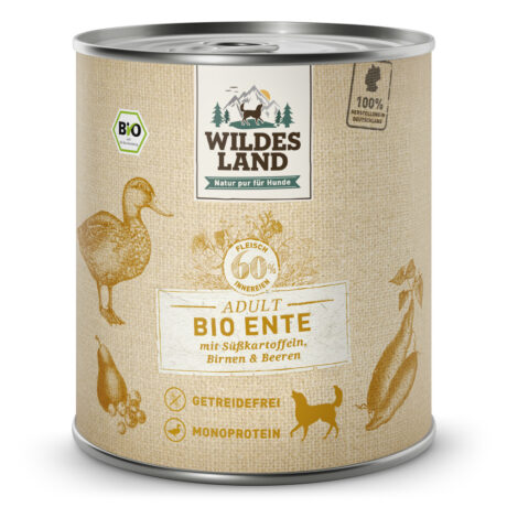 Wildes Land | Ente mit Süßkartoffel & Birne | BIO Adult | 12 x 800 g