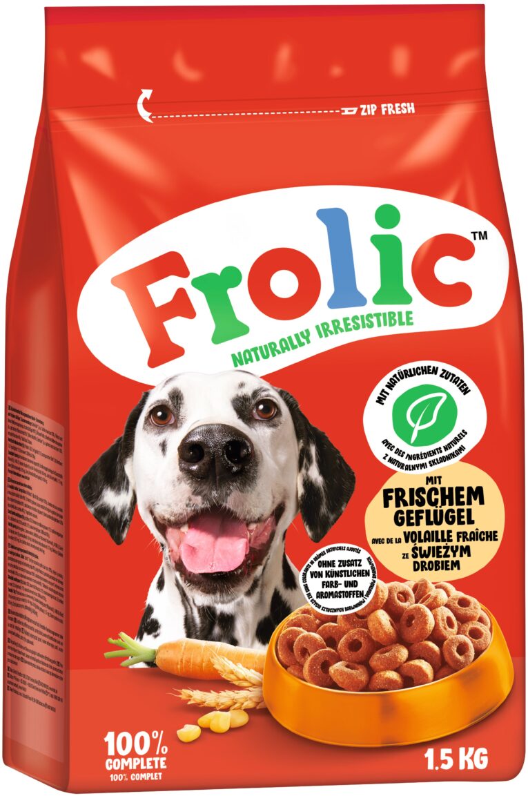 Mit Frolic 100% Complete mit frischem Geflügel hast du die beste Wahl für ein qualitativ hochwertiges Futter getroffen.