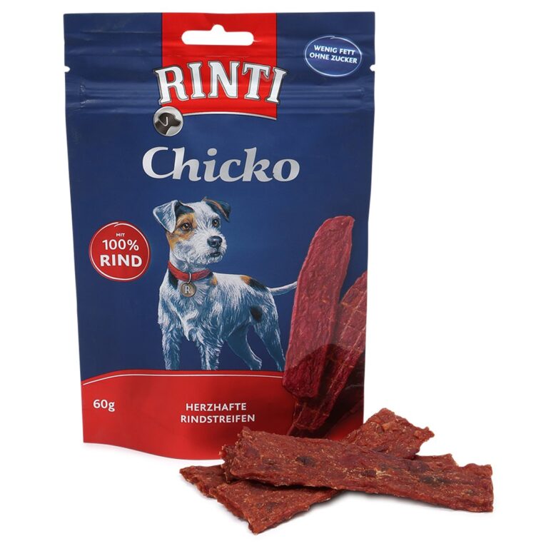 Schmackhafter Hundesnack von Rinti mit hohem Fleischanteil. Mit hochwertigem Rind für kleine Feinschmecker. Der Snack ist für Hunde aller Lebensphasen geeignet.