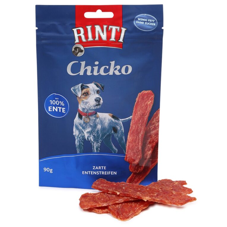 Köstlicher Hundesnack von Rinti mit hohem Fleischanteil. Hochwertige Ente macht deinem Hund Appetit. Der Snack ist für Hunde aller Lebensphasen geeignet.