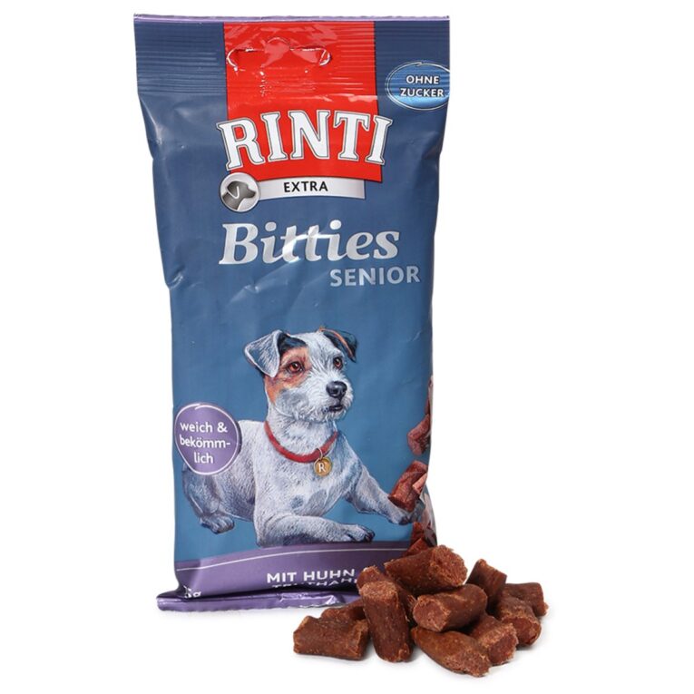 Leckerer Hundesnack von Rinti ohne Zucker. Mit reichhaltigem Huhn für den feinen Gaumen. Der Snack ist speziell auf die Bedürfnisse von Senior-Hunden und erwachsenen Hunden angepasst.