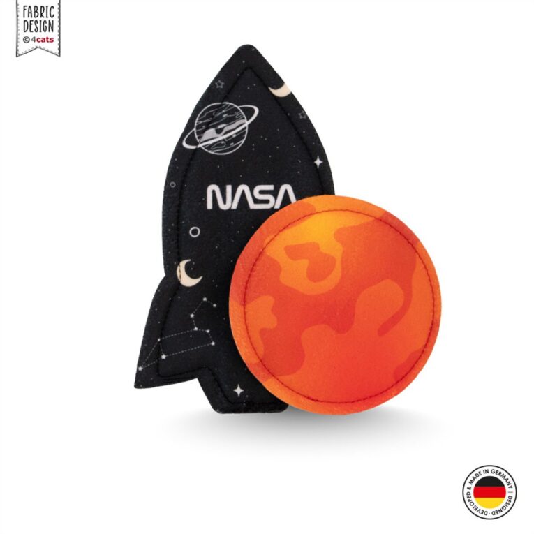 4Cats Space Kollektion: Rakete & Mars. Kosmisches Katzenspielzeug im Doppelpack. Hochwertig verarbeitet und Made in Germany. Ideal für Spiel- und Kuscheleinheiten mit Baldrianfüllung.