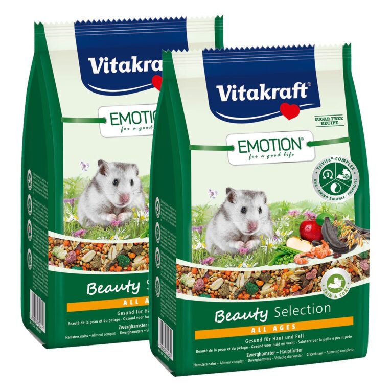 Das Vitakraft Emotion Beauty Selection Zwerghamster 300g beliefert Ihren Zwerghamster mit allen lebenswichtigen Nährstoffen. Für alle Altersstufen.
