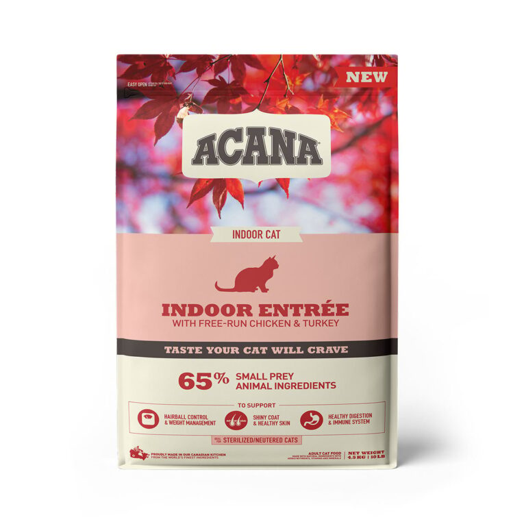 ACANA Cat Indoor Entrée ist ein ausgewogenes Trockenfutter für Wohnungskatzen mit Huhn und Truthahn.