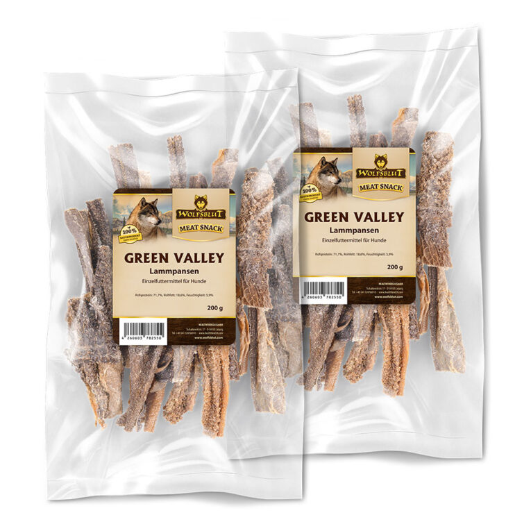 Wolfsblut Kauartikel - Green Valley Lammpansen Der Kauartikel Green Valley Lammpansen von Wolfsblut zeichnet sich durch seine gute Verträglichkeit und sein Aroma aus. Perfekt geeignet für sensible und allergiegefährdete Hunde kommt dieser naturbelassene Snack dem ursprünglichen Beuteschema des Hundes besonders nahe. Hergestellt durch schonende Trocknung ist dieser Artikel frei von Farb- und Konservierungsstoffen und perfekt für die Zahnpflege auf natürliche Art. Wolfsblut Kauartikel - Green Valley Lammpansen im Überblick: Naturprodukt Schonend luftgetrocknet Singleprotein Ohne künstliche Zusätze Unterstützt die Zahnpflege Ideale Alternative und Ergänzung zu Frischfleisch Sinnvolle Beschäftigung Entspricht dem ursprünglichen Beuteschema Ihres Hundes Besonders schmackhaft Nahrhaft und leicht verdaulich Für jedes Hundealter geeignet