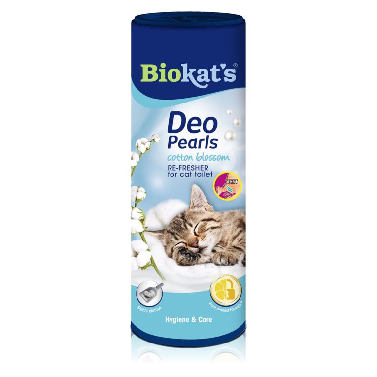 BioKat's Deo Pearls erfrischt deine Katzentoilette mit einem wohlriechenden Cotton Blossom Duft und bindet unangenehme Gerüche. Tauche ein und erlebe die Duftwelten der harmonischen Kombination aus Baumwollenblüten und Jasmin.