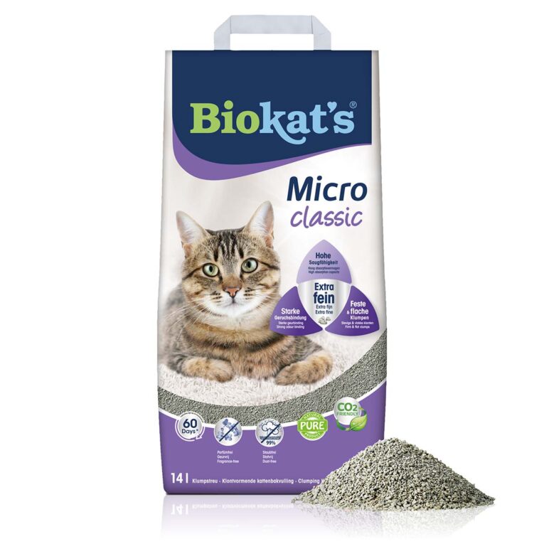 Bentonit-Katzenstreu von Biokat´s mit einer extrem starken Geruchsbindung bildet extrem starke Klumpen