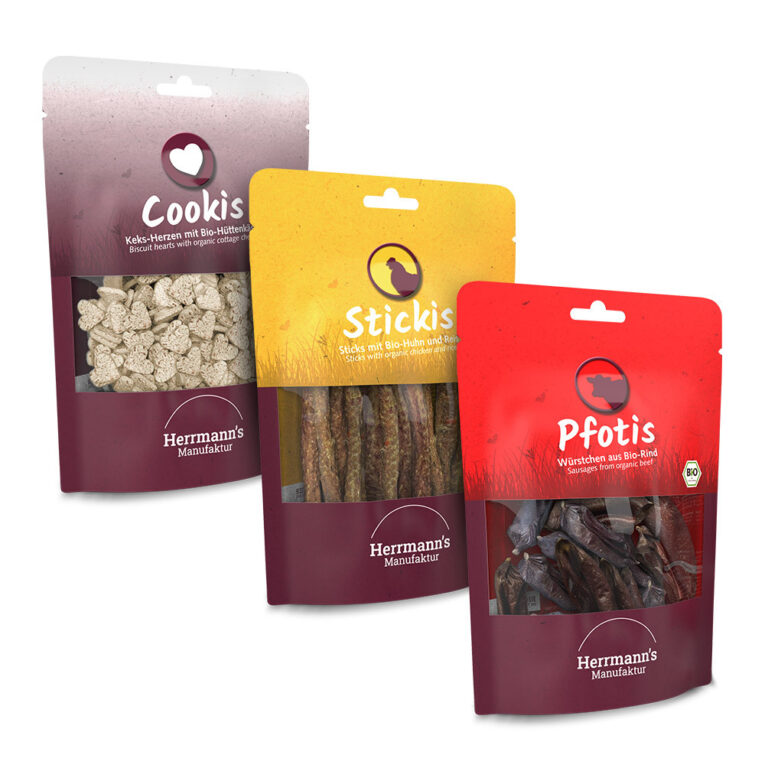 Das Herrmann's Snack Probierpaket 1. Snack: Herrmann's Cookis Keks-Herzen mit Bio-Hüttenkäse Was ist drin? Belohnung mal fleischlos. Hüttenkäse ist wie für uns Menschen auch für Hunde ein guter Fitmacher