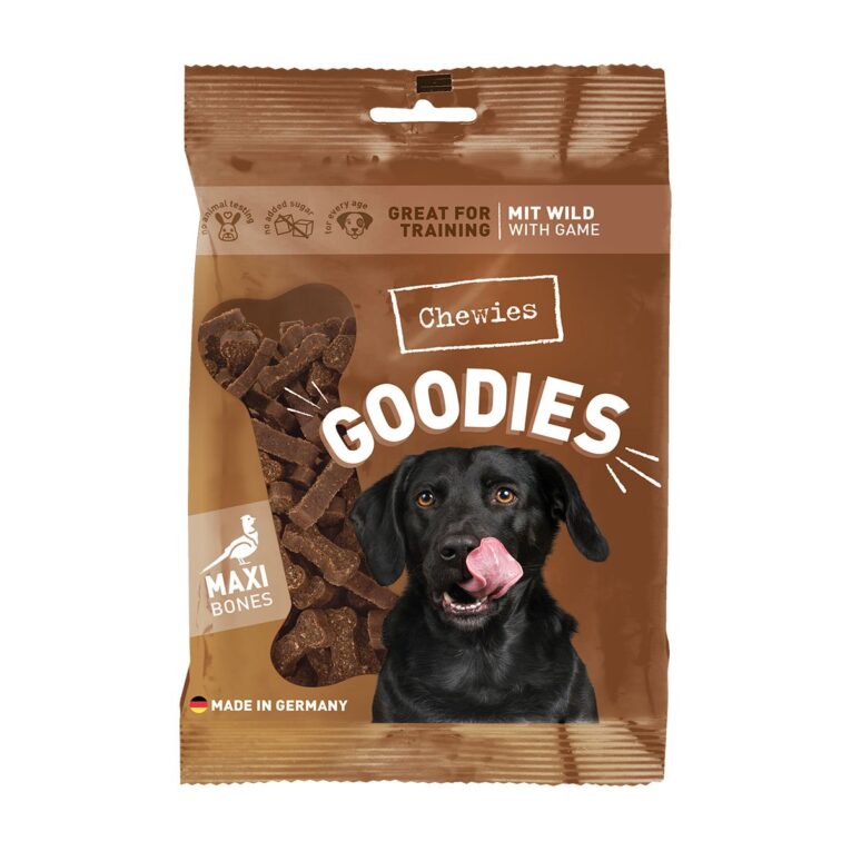 Schmackhafter Hundesnack von Chewies. Mit Wild für ein besonderes Geschmackserlebnis. Der Snack ist speziell auf die Bedürfnisse von Senioren und ausgewachsenen Hunden angepasst.