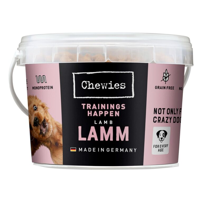 Köstlicher Hundesnack von Chewies ohne Zucker. Leckeres Lamm macht deinem Hund Appetit. Der Snack ist für Hunde aller Lebensphasen geeignet.