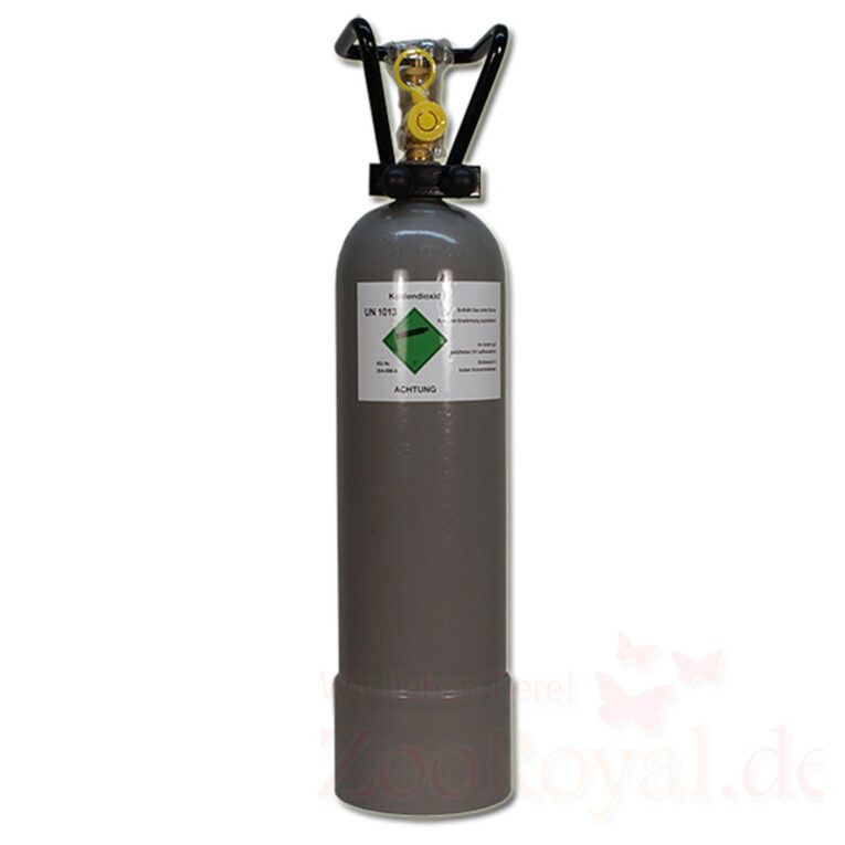 Diese CO2 Flasche (Mehrweg-Vorratsflasche) mit 2kg Füllung ist mit Stellfuß und Tragegriff